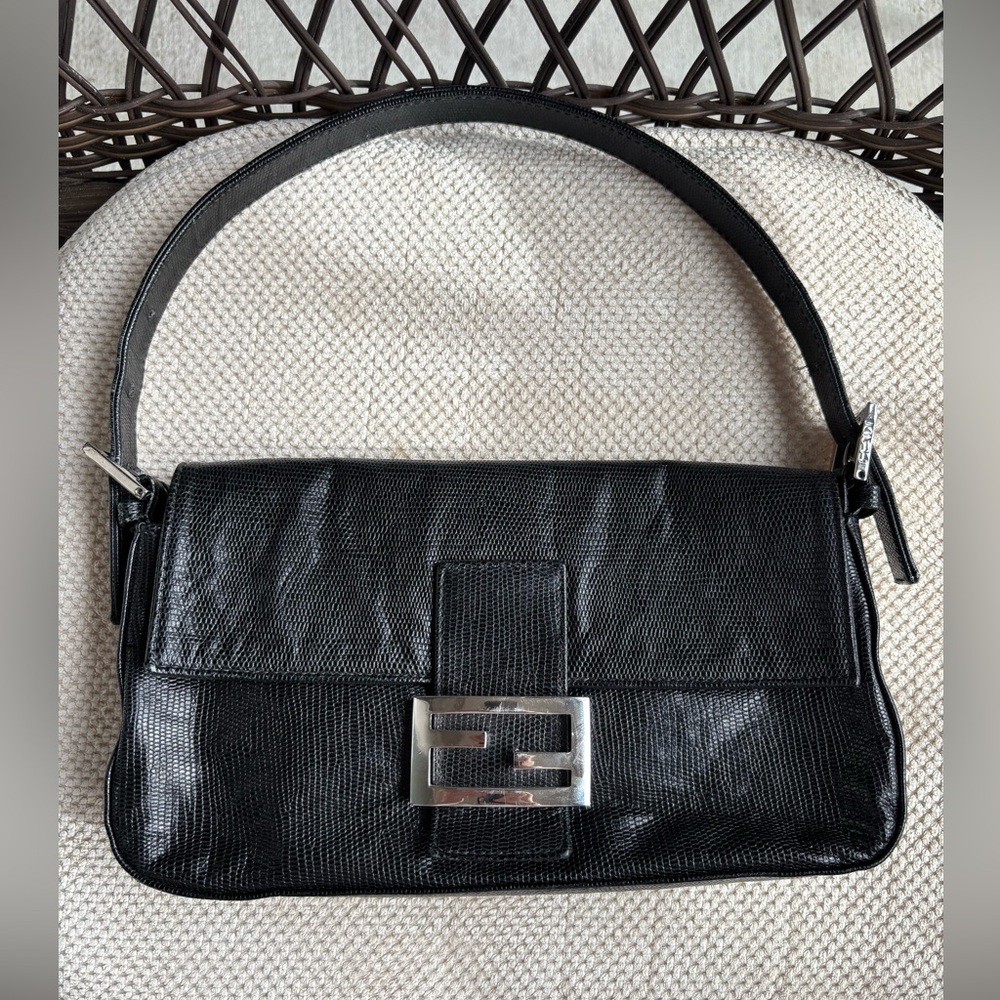 Authentic Fendi baguette lizard purse